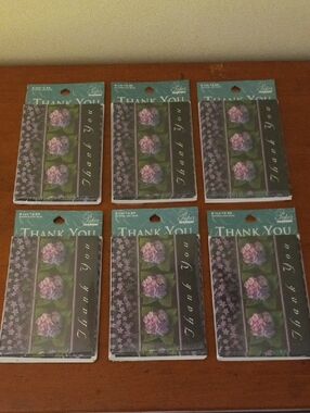 Floral Thank You Card Sets - Purple - Blank Inside